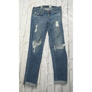AG Adriano Goldschmied 25 Stilt Roll-Up Cigarette Roll Up Distressed Jeans